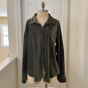 NO BOUNDARIES GREEN CORDUROY BUTTON UP long sleeve shirt